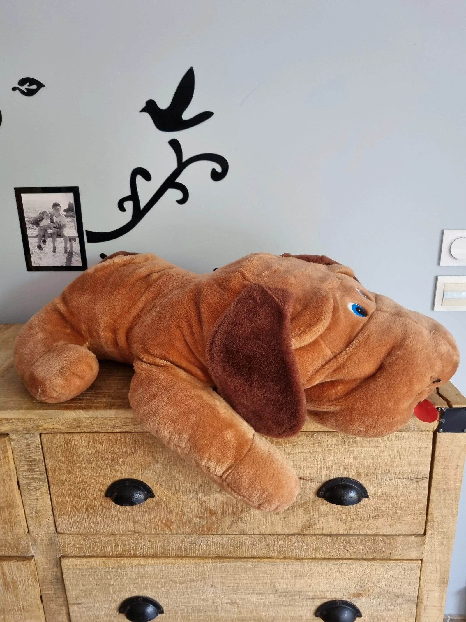 Grande peluche Chien Vintage – Fabrication Française (Échauffour) 75 cm